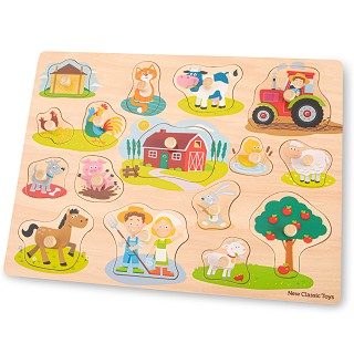 New Classic Toys - Peg Puzzle - Farm - 16 pieces - FSC® 100%-certified wood